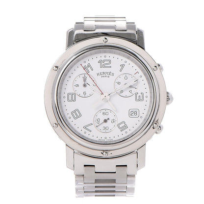 Hermes Stainless Steel 38mm Clipper Chronograph Quartz Watch 1 of 11