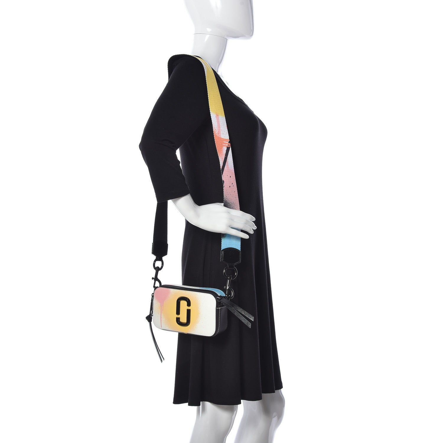 Marc Jacobs Saffiano Spray Paint Coated Small Snapshot Camera Bag White Multicolor 2 of 11