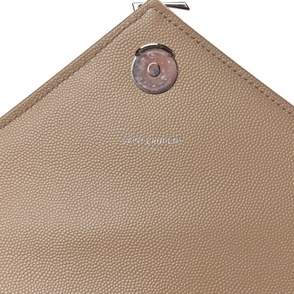Saint Laurent Grain De Poudre Large Tri-Quilt Monogram Satchel Dark Beige 7 of 10