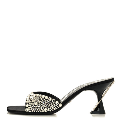 Gucci Satin Crystal 65mm Slide Sandals 37 Black 1 of 8