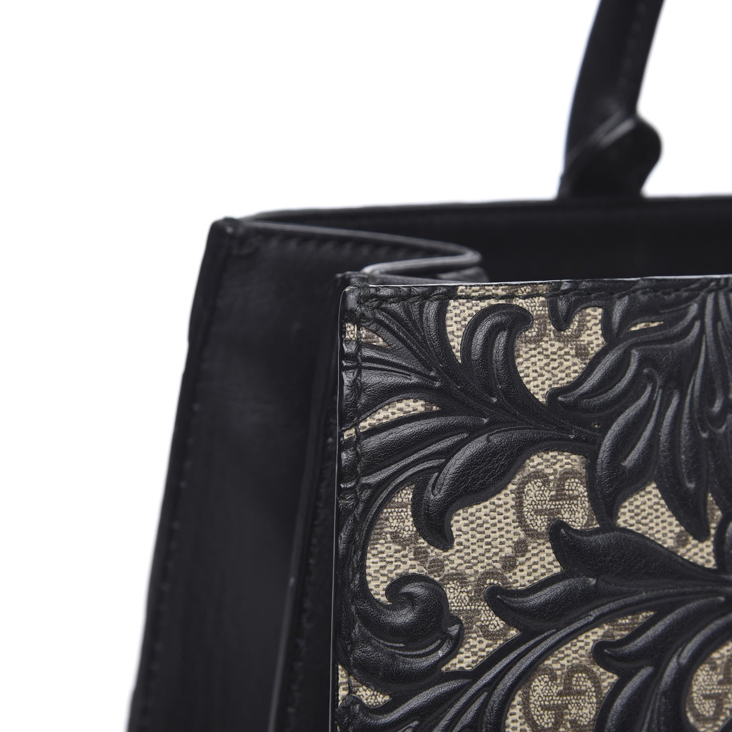 Gucci GG Supreme Monogram Arabesque Small Top Handle Bag Beige Black 14 of 17