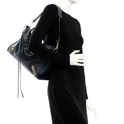 Balenciaga Chevre Gold Metallic Edge Hardware City Bleu Nuit Dark Sea 2 of 8