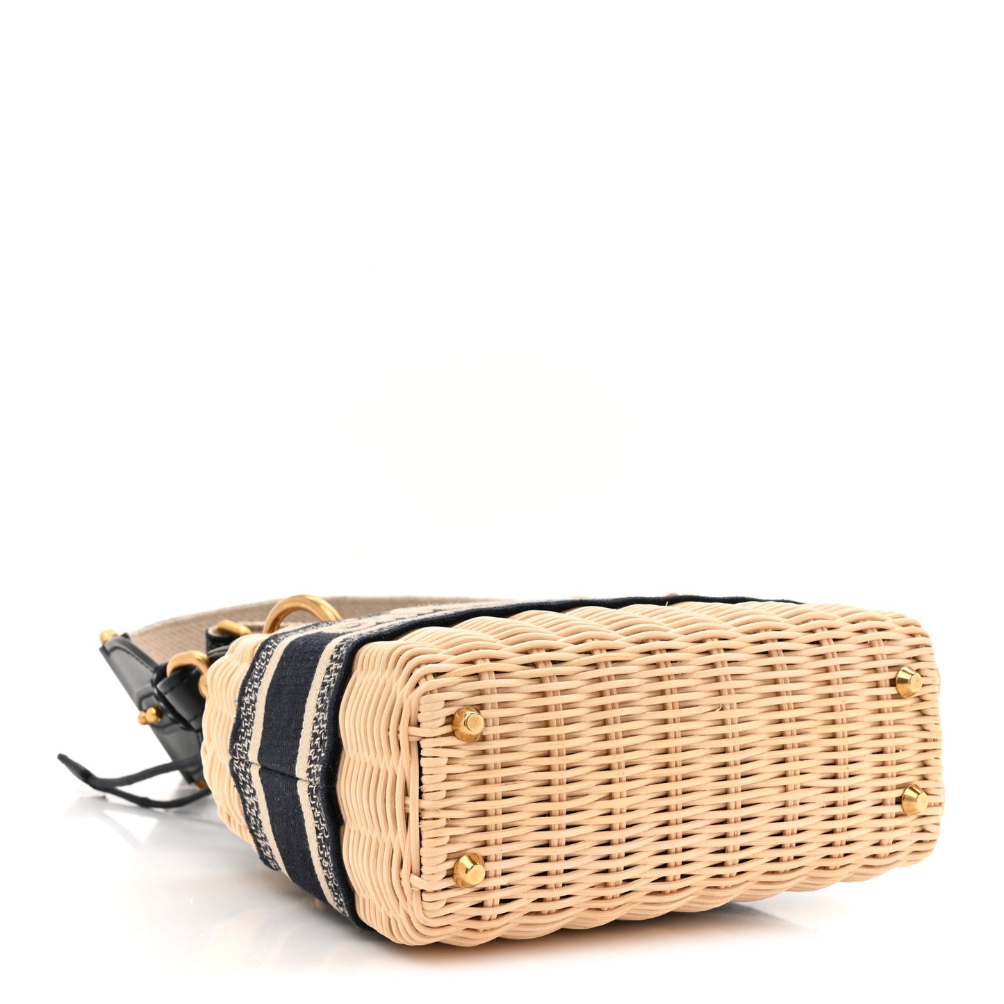 Wicker Oblique Mini Lady Dior Bag Blue