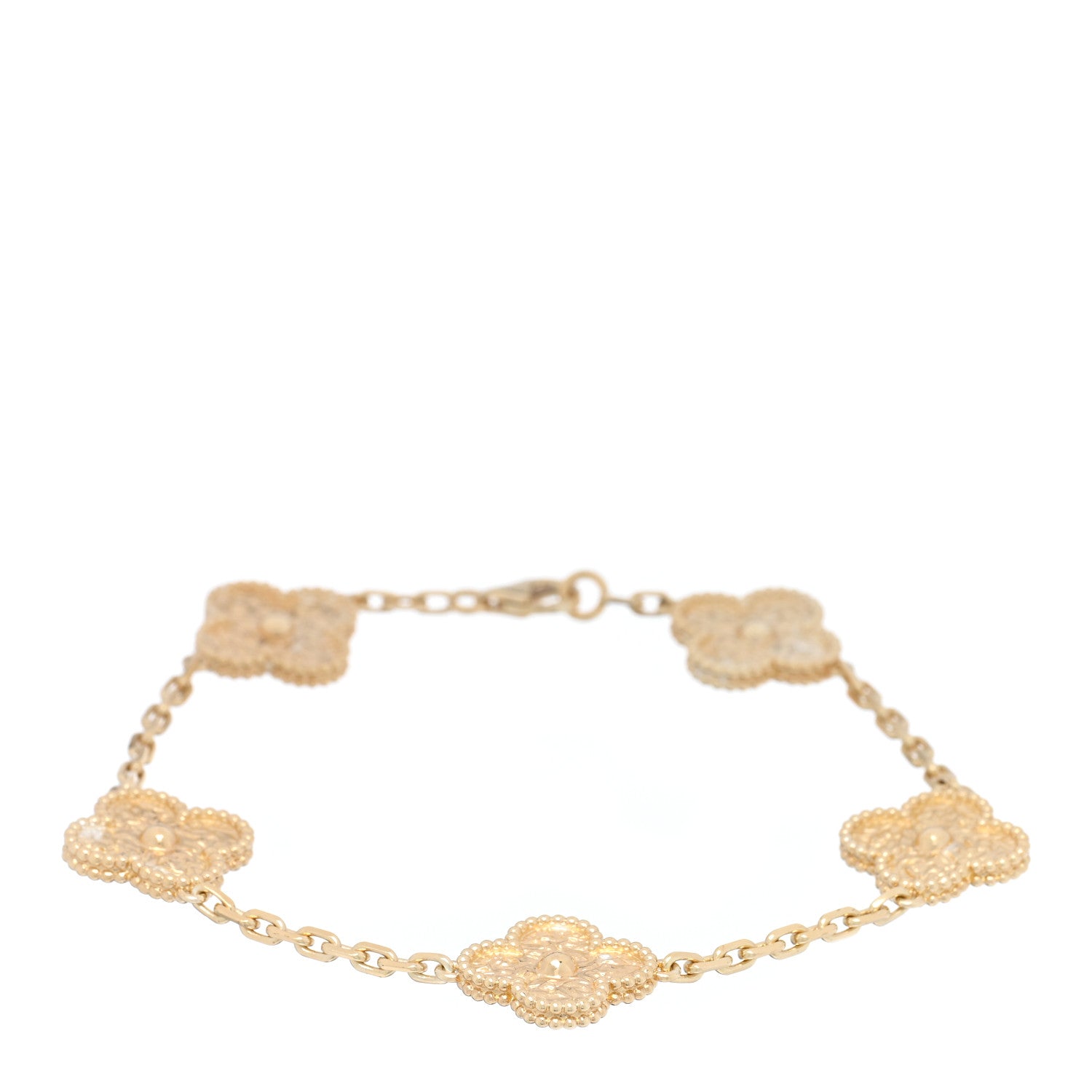 Van Cleef & Arpels 18K Yellow Gold 5 Motifs Vintage Alhambra Bracelet 1 of 4