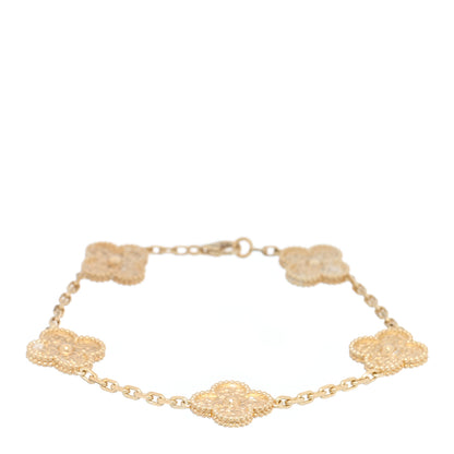 Van Cleef & Arpels 18K Yellow Gold 5 Motifs Vintage Alhambra Bracelet 1 of 4
