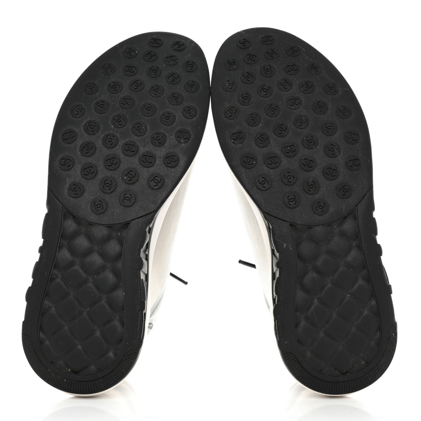 Calfskin Mesh Lycra Womens Logo Sneakers 39.5 White Grey