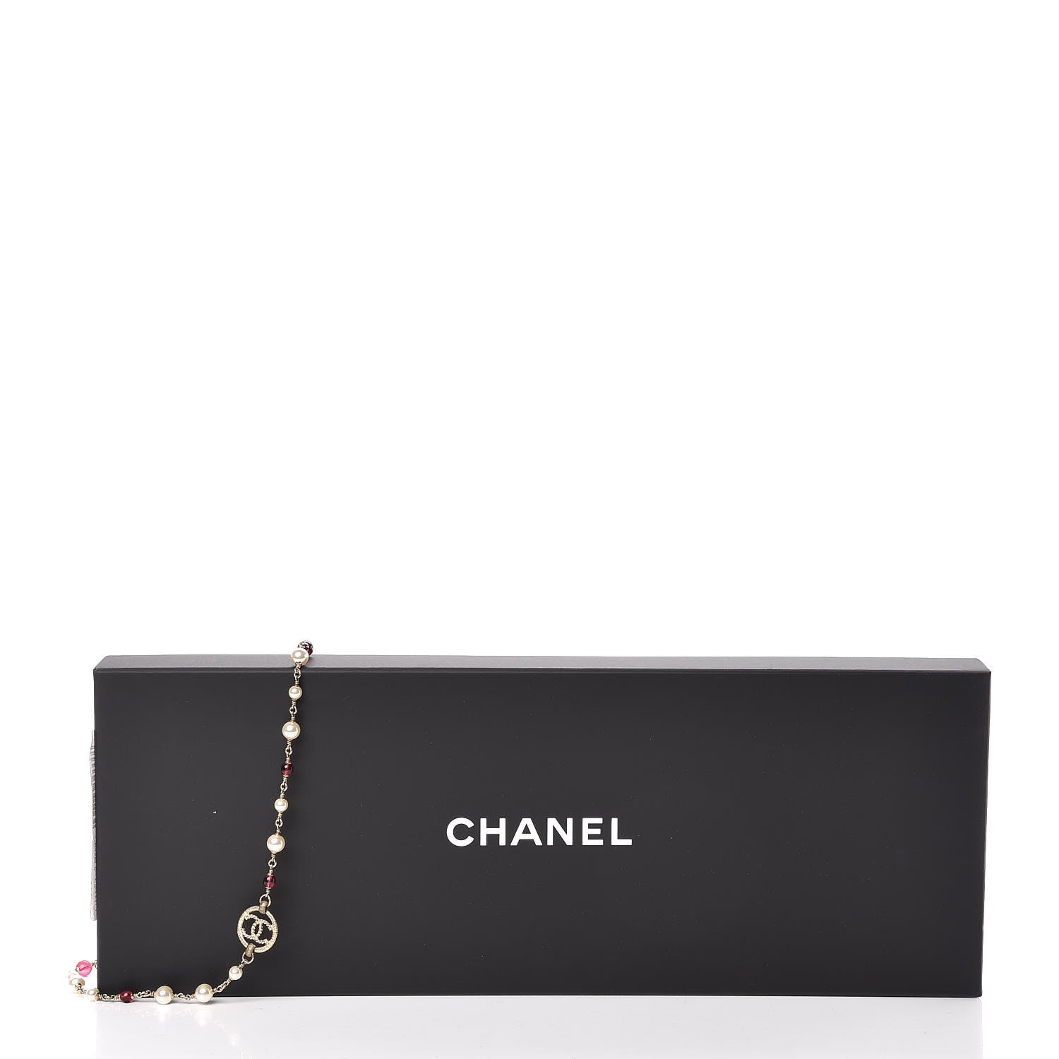 Chanel Pearl Bead CC Long Necklace Gold Pink 6 of 6