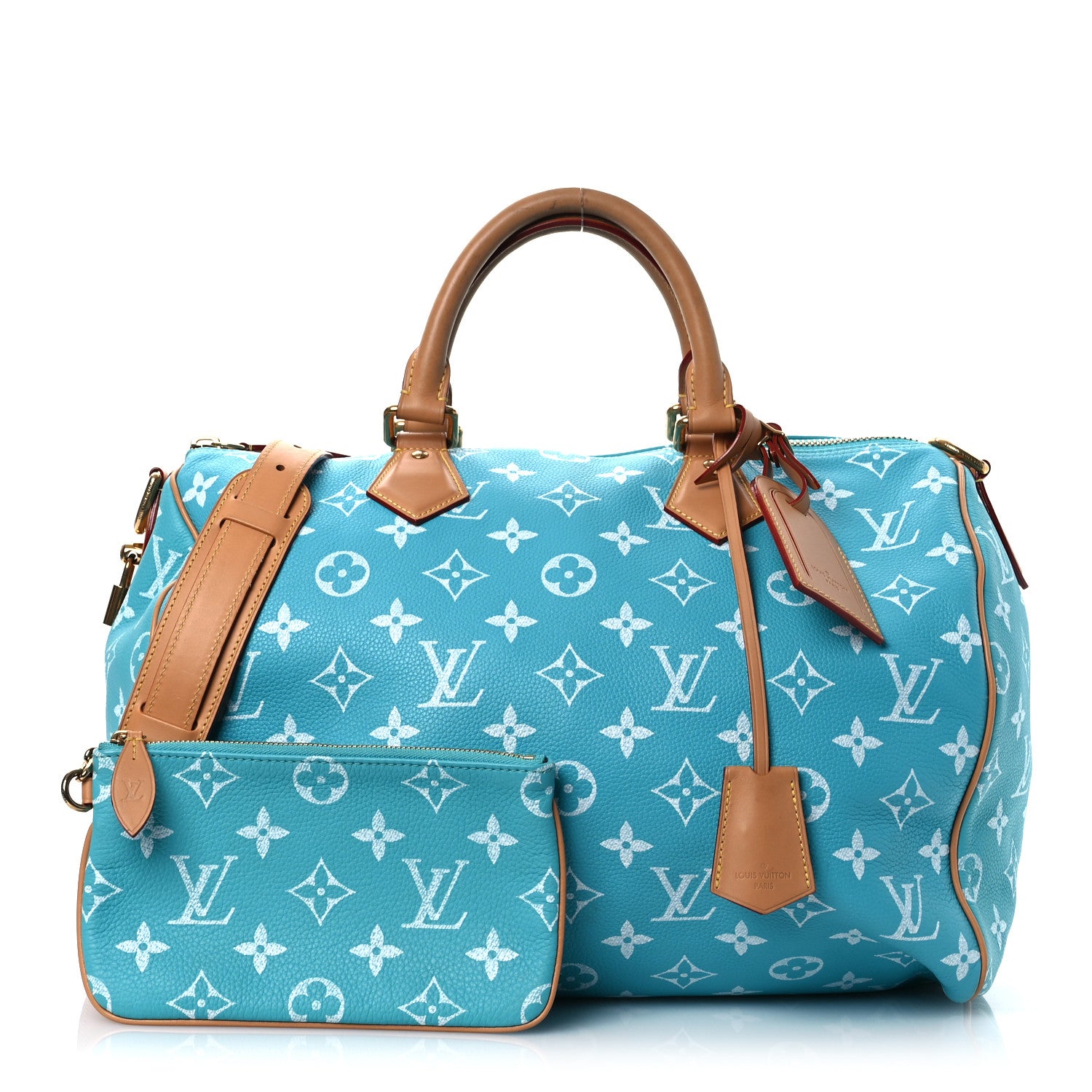 Louis Vuitton Calfskin Monogram Speedy P9 Bandouliere 40 Turquoise