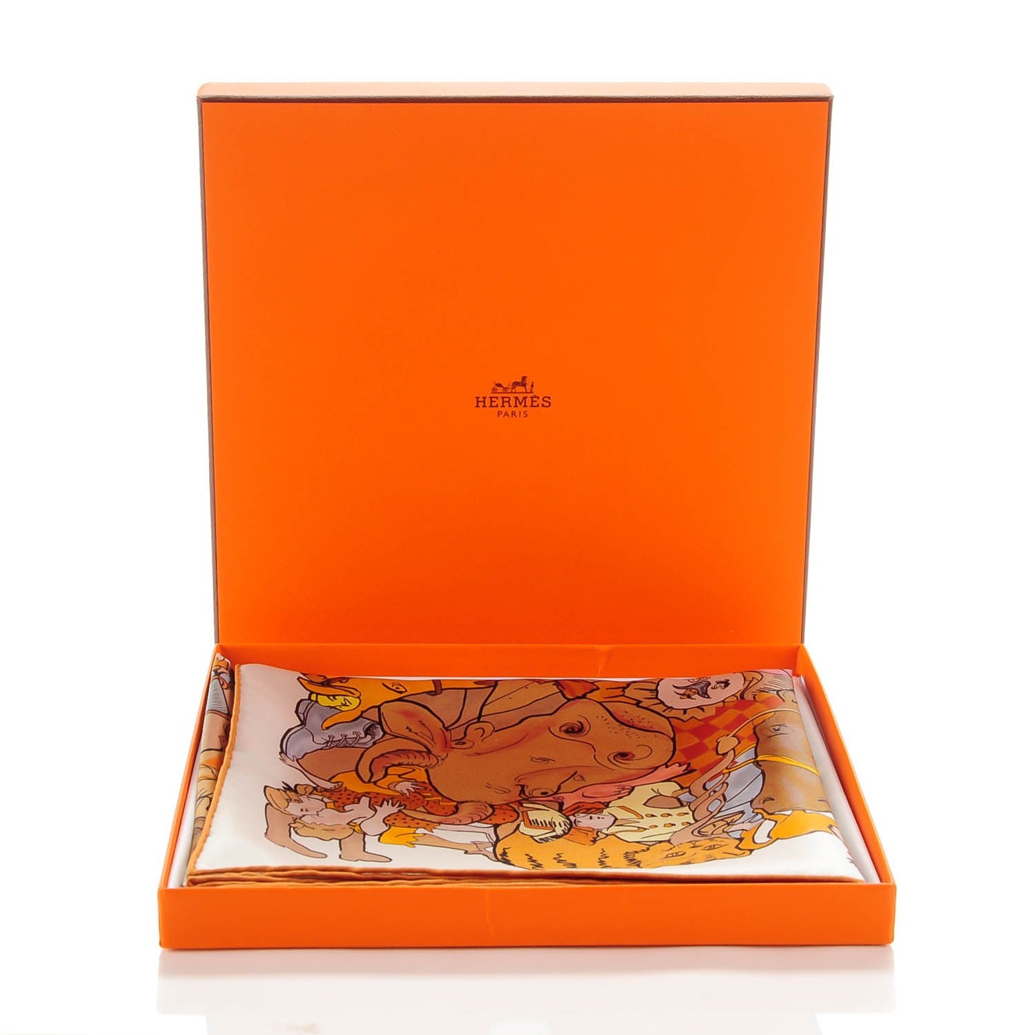 Hermes Silk Metamorphoses Par Paris Scarf 90 Cendre Brun Jaune 8 of 8
