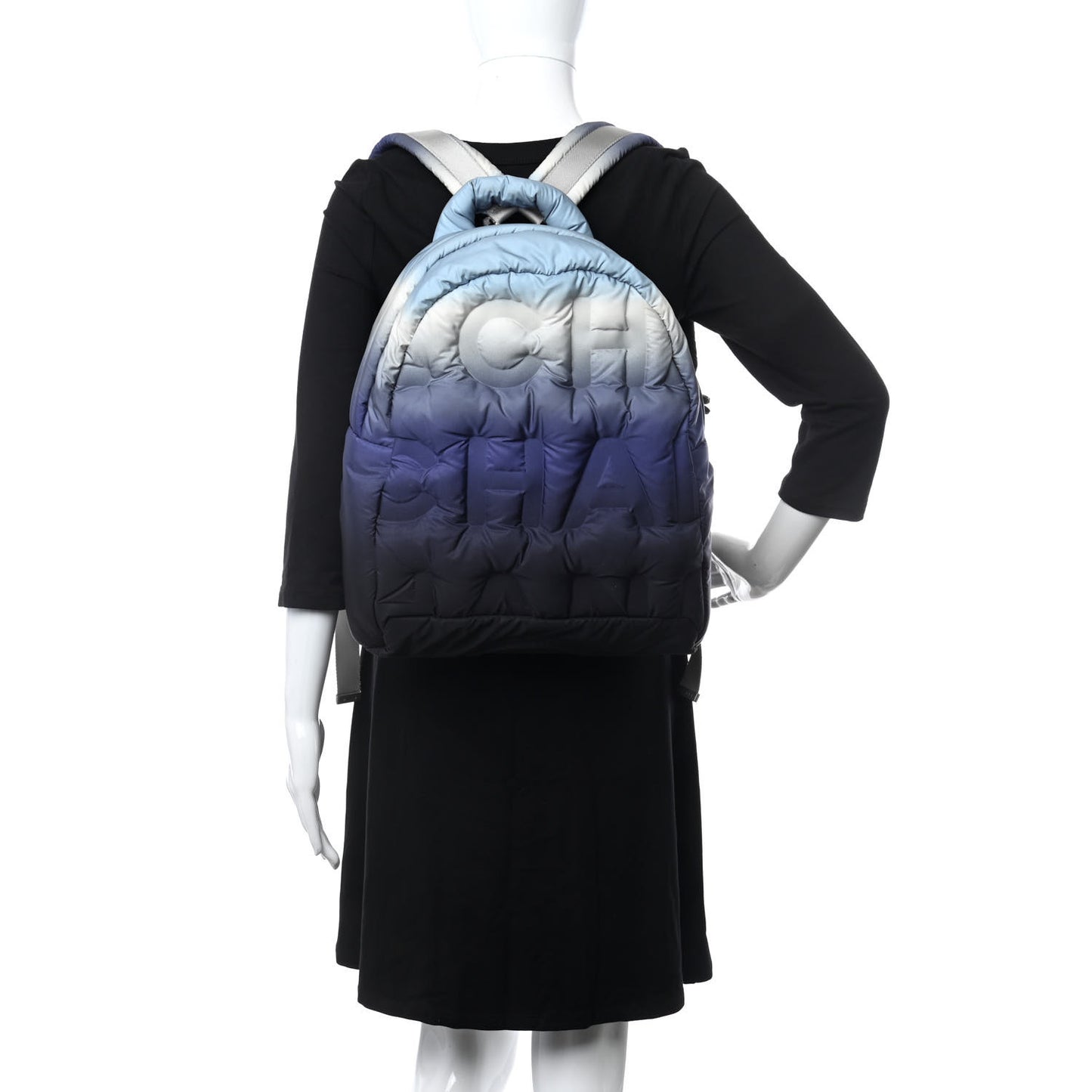 Nylon Embossed Small Doudoune Backpack Black Blue White