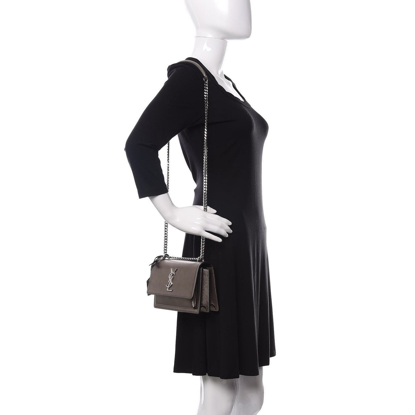 Metallic Calfskin Small Monogram Sunset Piombo