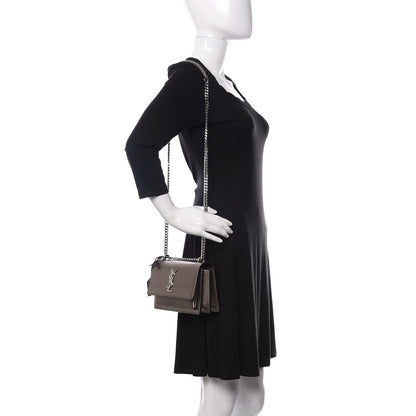 Saint Laurent Metallic Calfskin Small Monogram Sunset Piombo 2 of 9