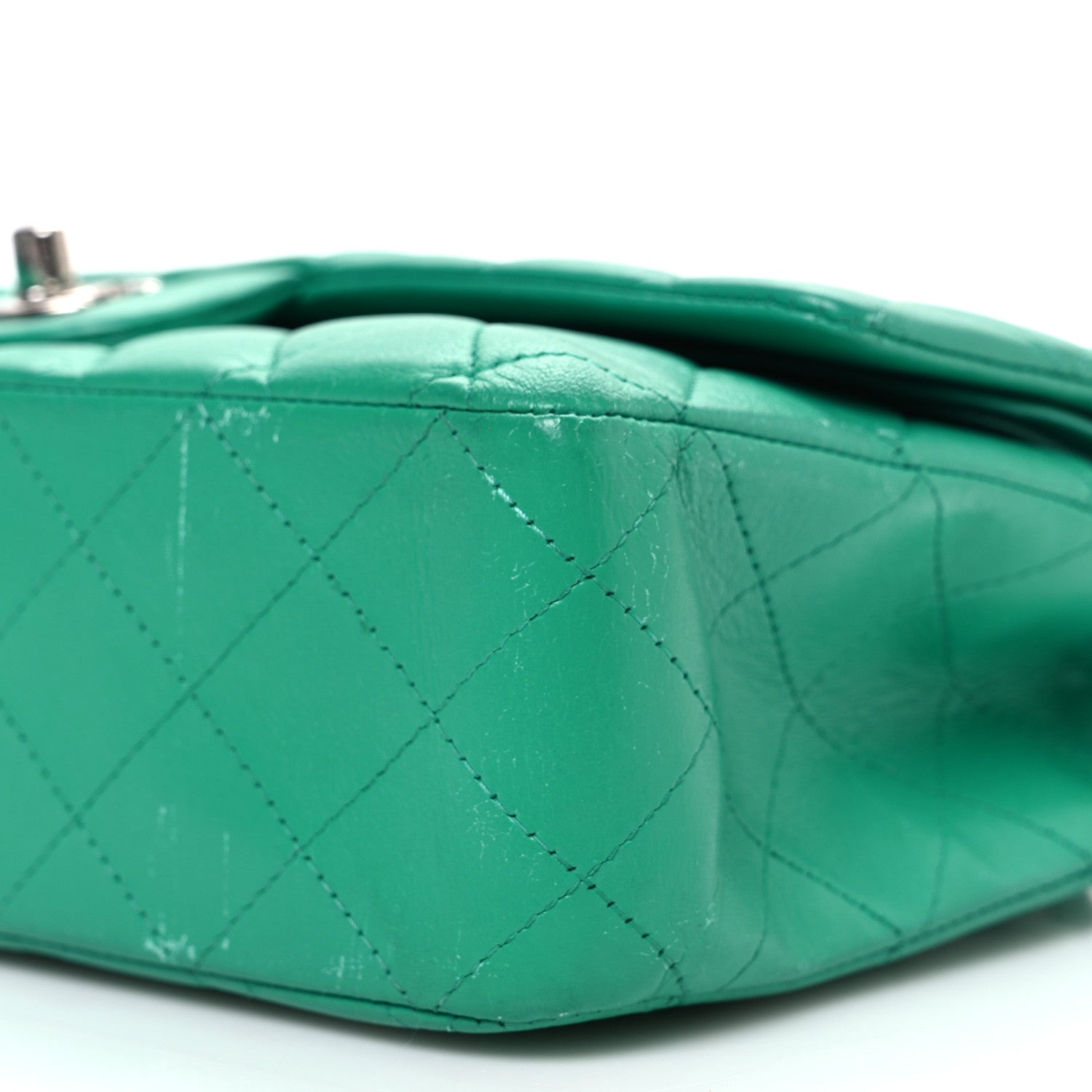 Chanel Lambskin Quilted Medium Double Flap Green 10 of 13