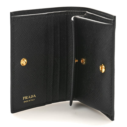 Prada Saffiano Shine Monochrome Bi-Fold Wallet Black 5 of 8