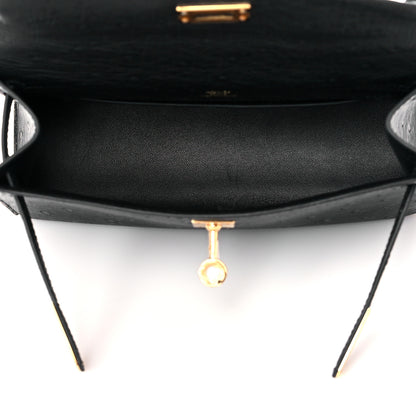 Hermes Ostrich Kelly Pochette Black 5 of 11