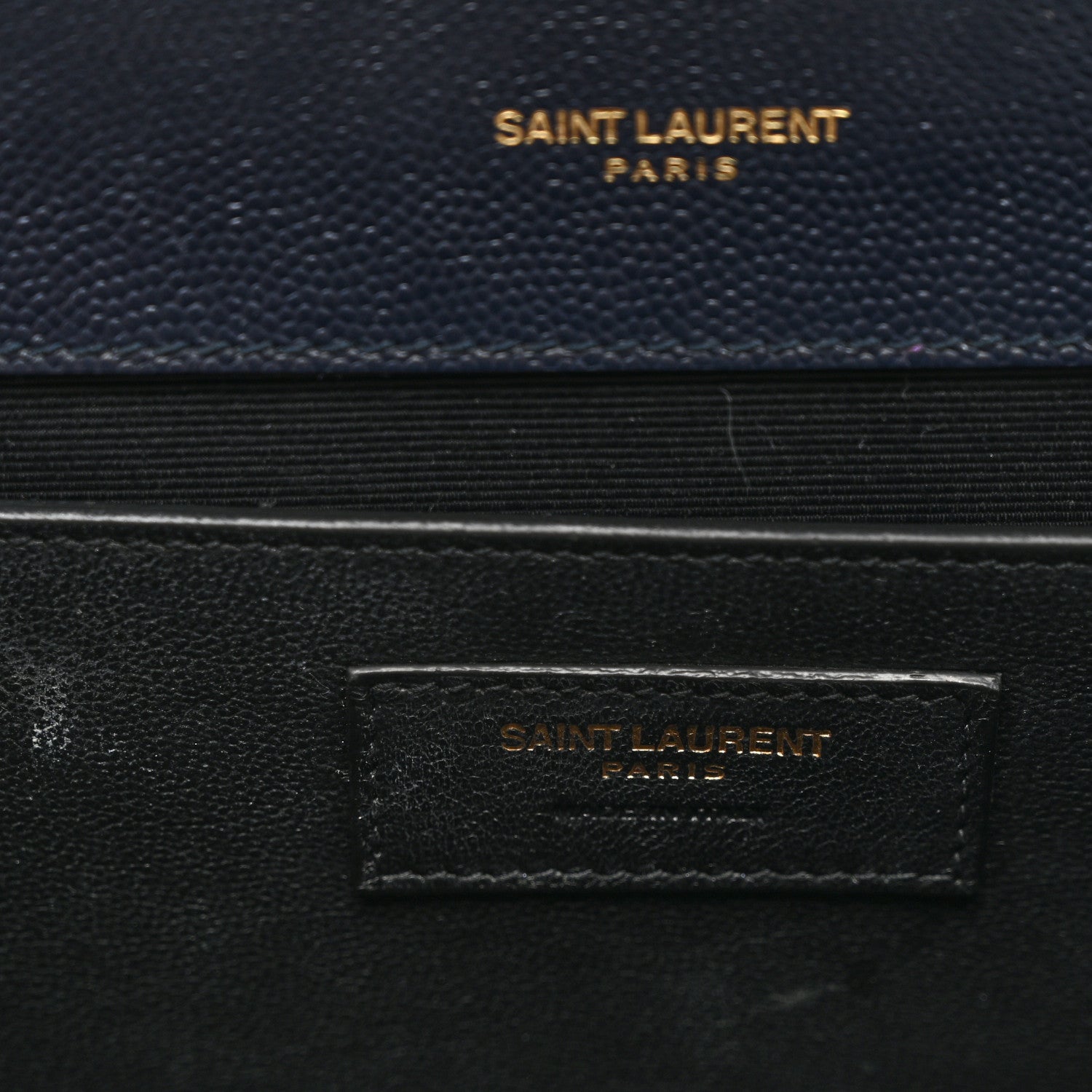 Saint Laurent Grain De Poudre Textured Mixed Matelasse Triquilt Medium Monogram Satchel Deep Marine 7 of 11
