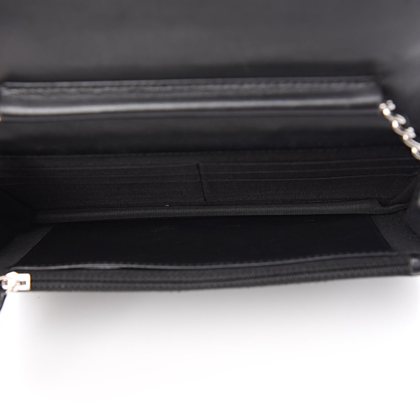 Lambskin Quilted Diamond CC Wallet On Chain WOC Black