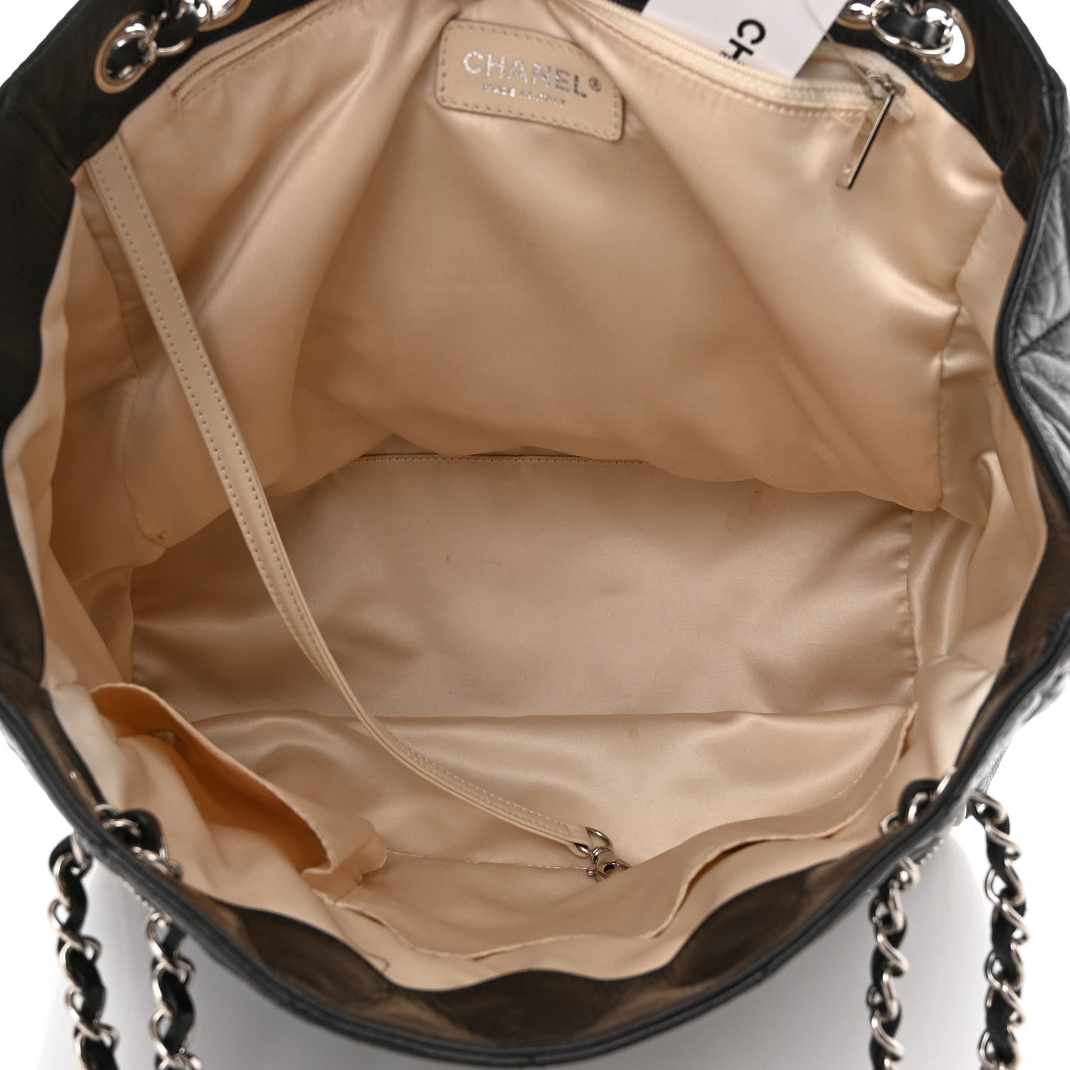 Chanel Glazed Lambskin Quilted Large North South Tote Black 5 of 15