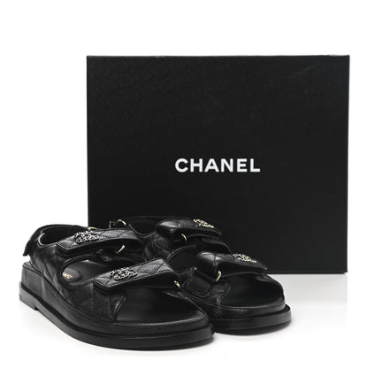 Chanel Grained Calfskin Velcro Dad Sandals 38.5 Black 9 of 9