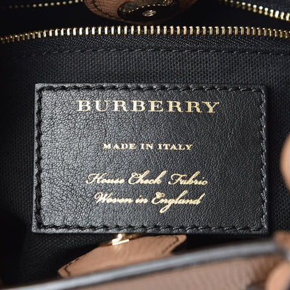 Burberry Grainy Calfskin House Check Small Banner Tote Tan 8 of 10