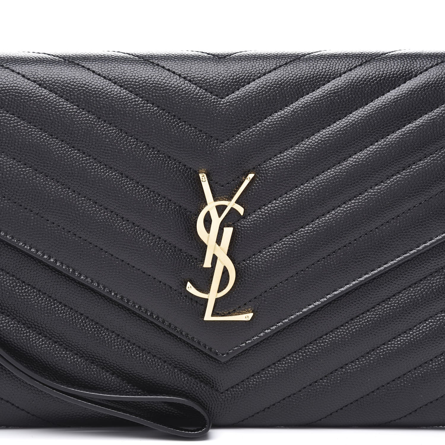 Saint Laurent Grain De Poudre Matelasse Chevron Monogram Envelope Clutch Black 9 of 10