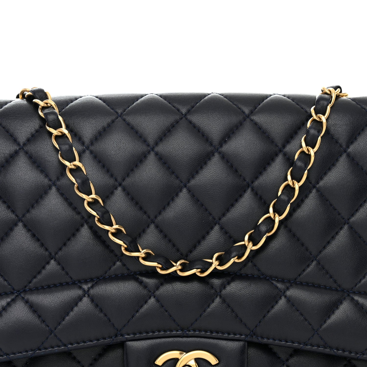 Chanel Lambskin Quilted Jumbo Single Flap Navy 8 of 12