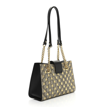 Gucci GG Supreme Monogram Bees Small Padlock Tote Beige Oro Black 3 of 10