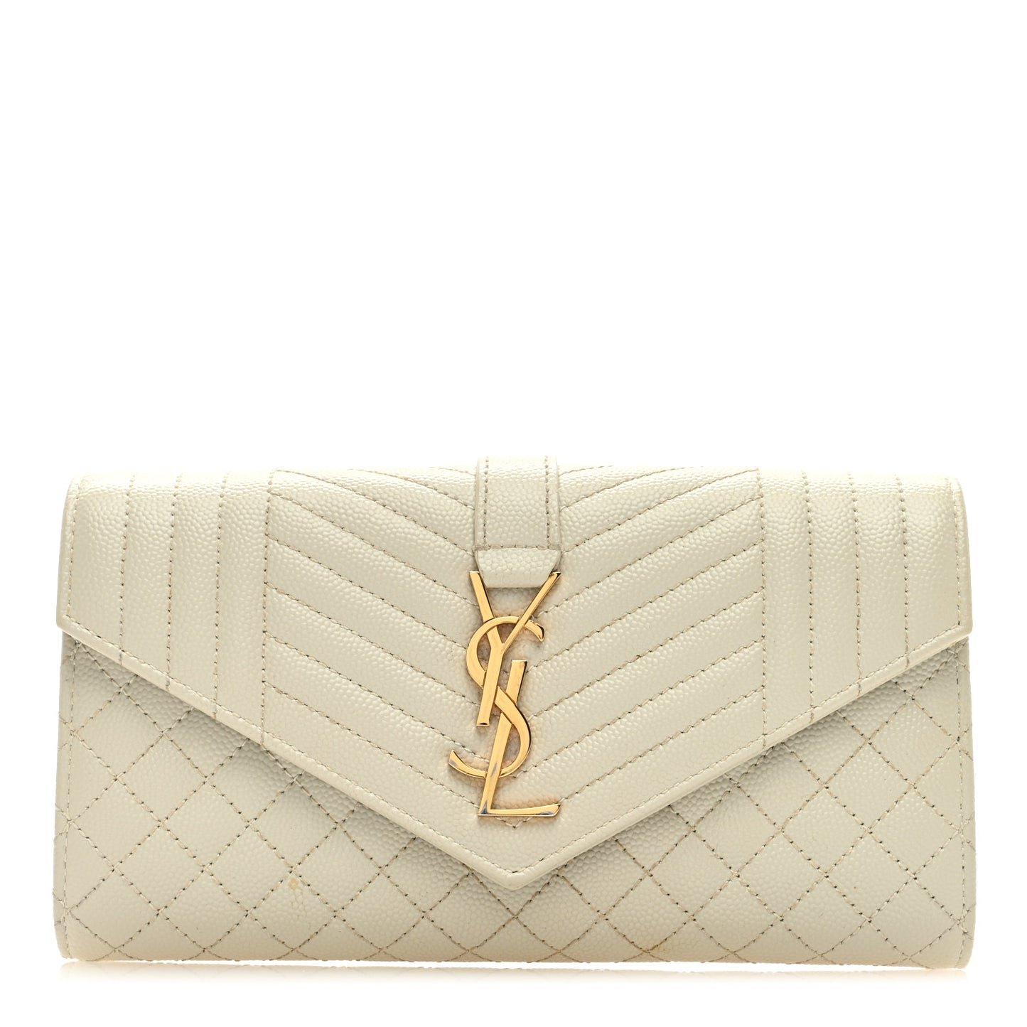 Grain De Poudre Mixed Matelasse Triquilt Large Monogram Wallet Beige