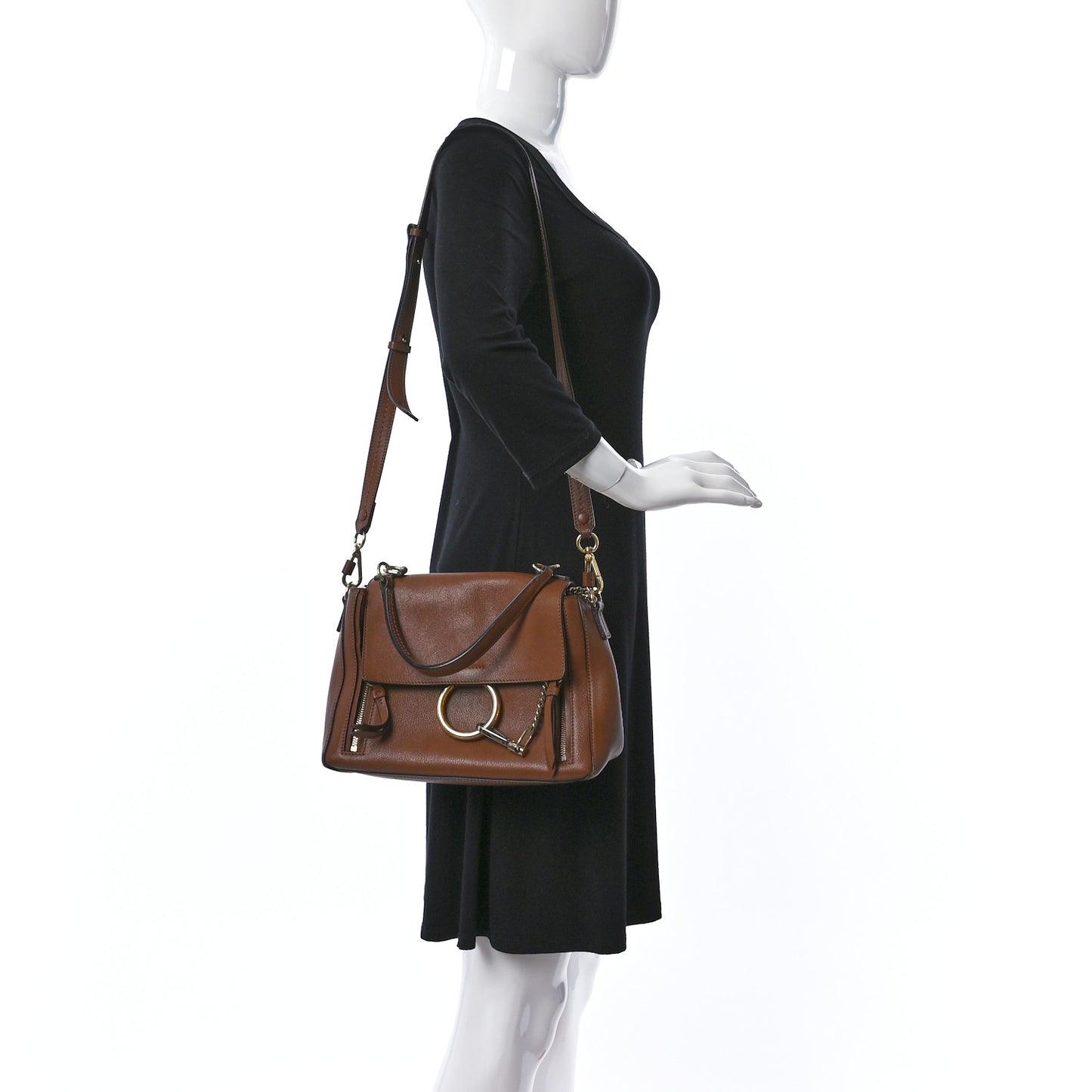 Calfskin Medium Faye Day Shoulder Bag Tan