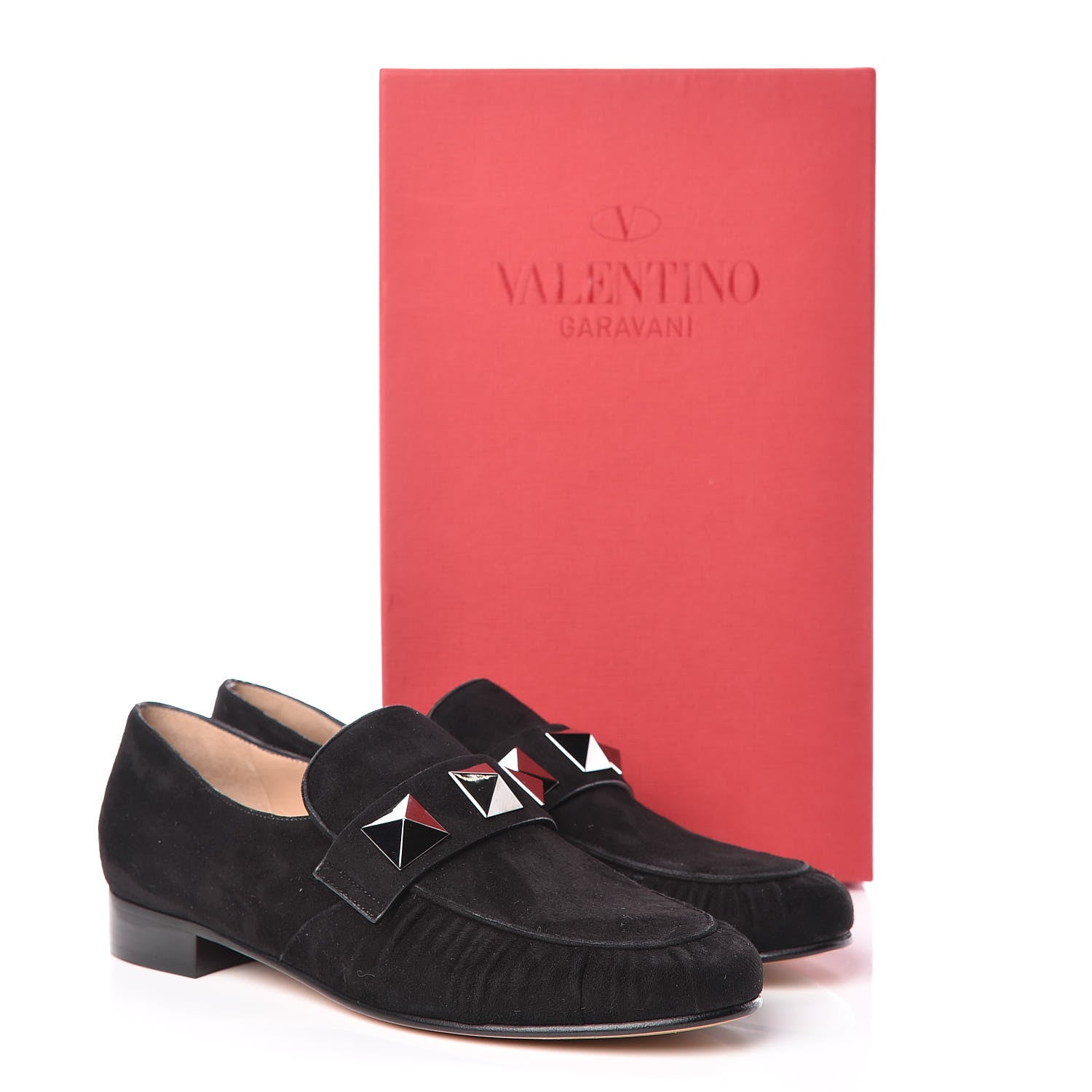Valentino Garavani Suede Womens Macro Stud Loafers 38 Black 9 of 14