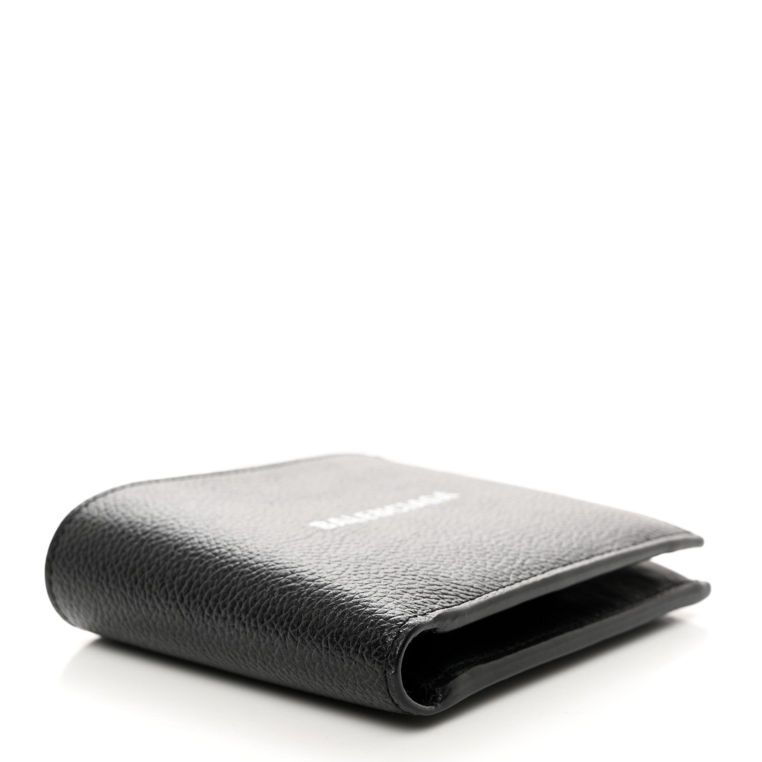 Balenciaga Calfskin Logo Cash Square Bi-Fold Wallet Black White 4 of 7