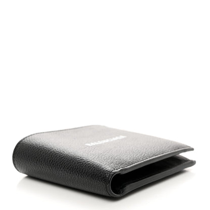 Balenciaga Calfskin Logo Cash Square Bi-Fold Wallet Black White 4 of 7