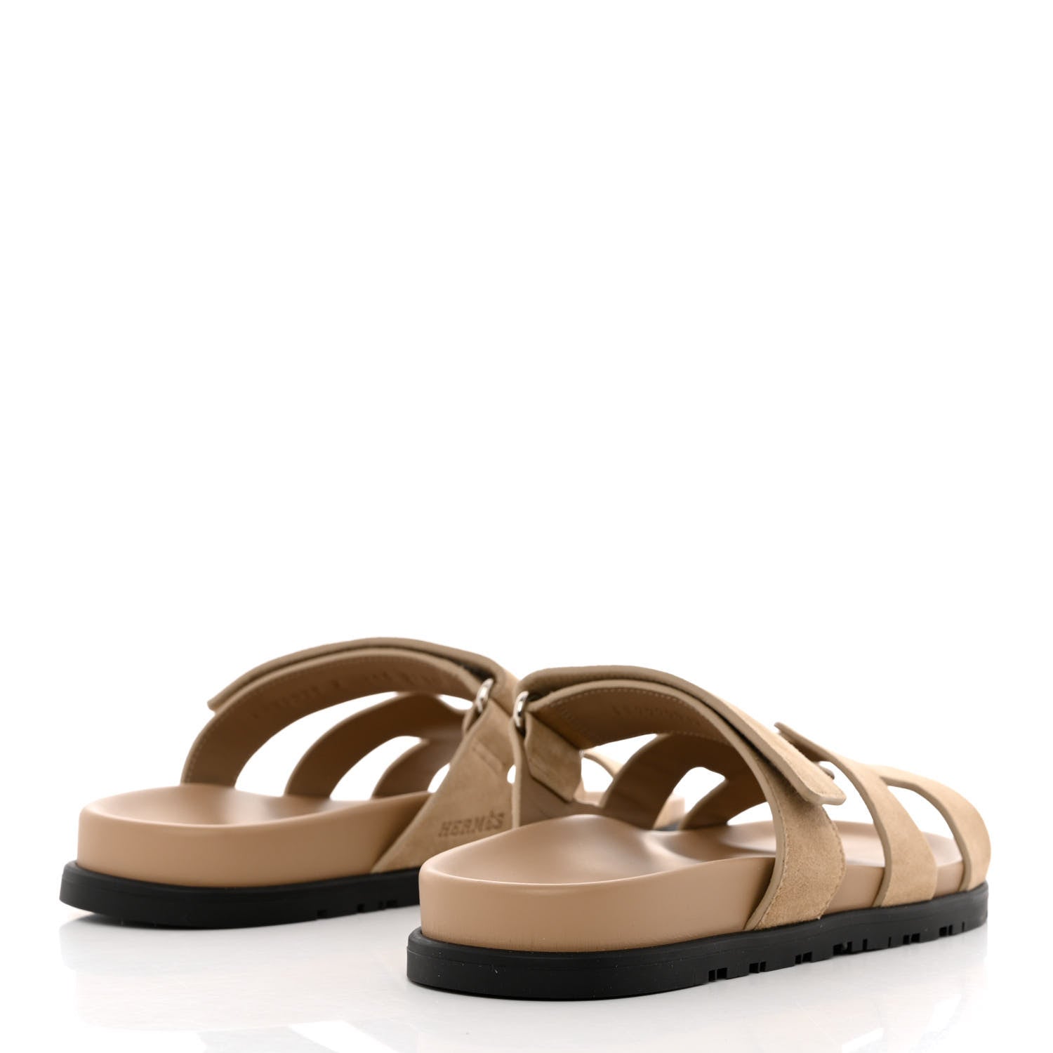 Hermes Suede Goatskin Womens Chypre Sandals 39.5 Beige Argile 4 of 9