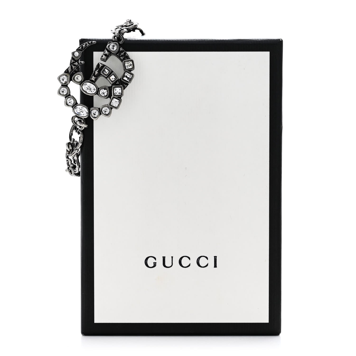 Gucci Oxidized Metal Crystal Double G Bracelet Silver 5 of 5