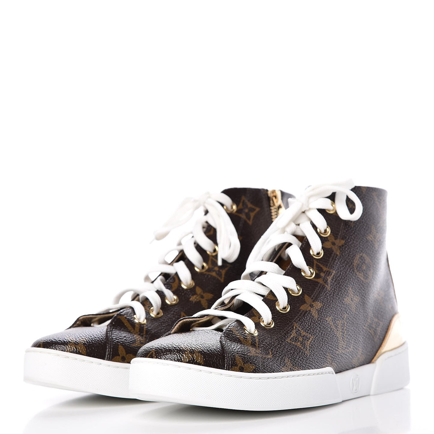 Patent Monogram Stellar Sneaker Boots 36 Gold