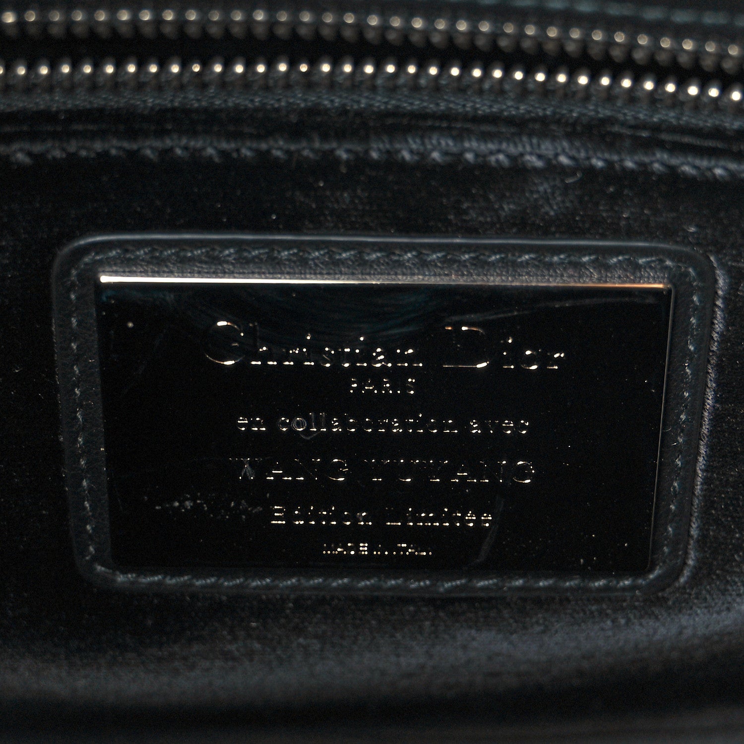 Christian Dior X WANG YUANG Calfskin Bead Embroidered Glow in the Dark Medium Lady Dior Art Black Multicolor 6 of 10