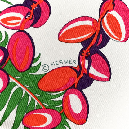 Hermes Silk Mythiques Phoenix Coloriage Scarf 90 Blanc Vert Rouge 4 of 5