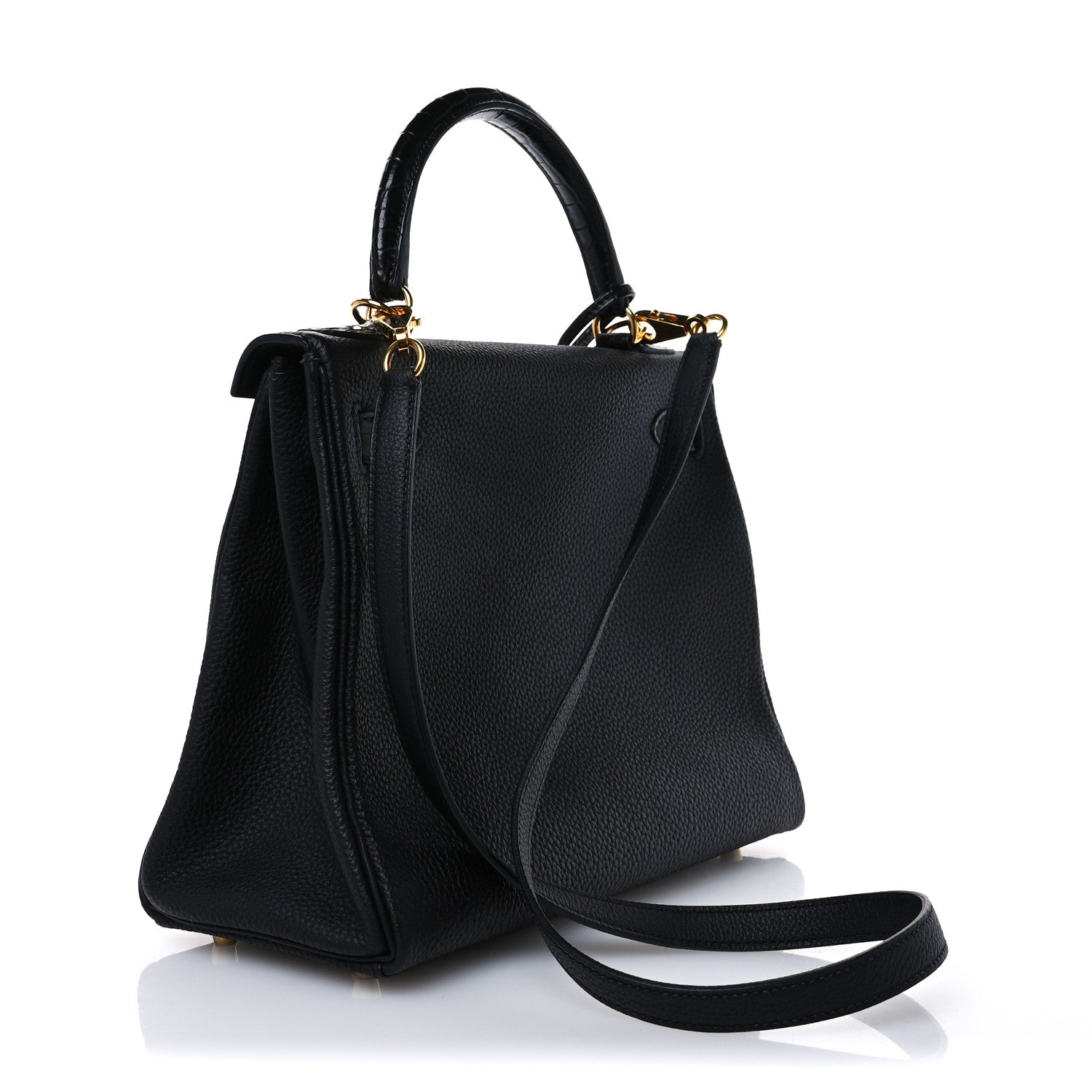 Hermes Togo Matte Porosus Crocodile Kelly Retourne Touch 28 Black 3 of 13