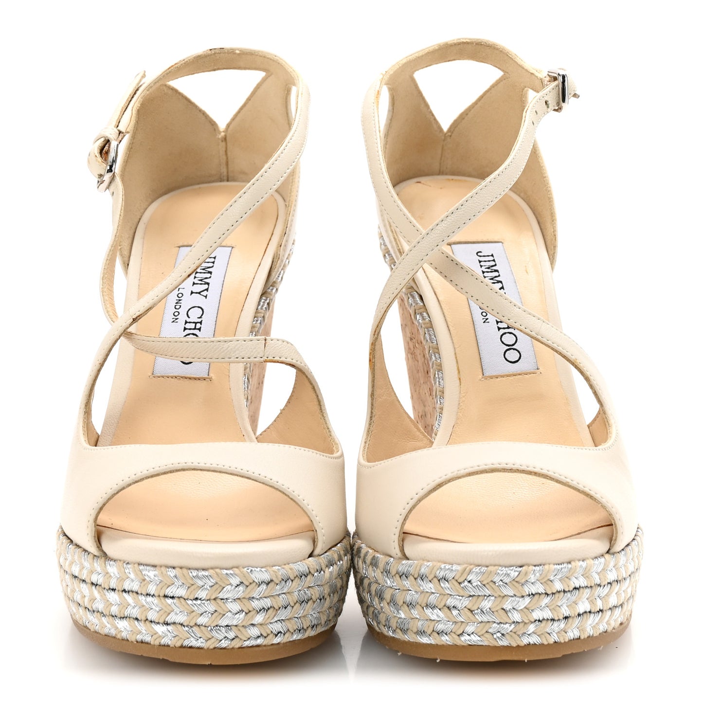 Lambskin Cork Dakota 120 Wedge Sandals 35 Off White