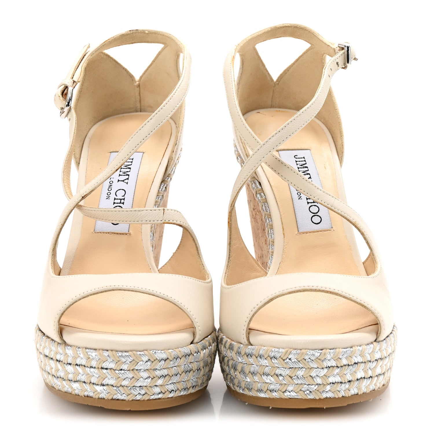 Jimmy Choo Lambskin Cork Dakota 120 Wedge Sandals 35 Off White 3 of 8