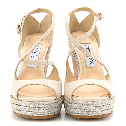 Jimmy Choo Lambskin Cork Dakota 120 Wedge Sandals 35 Off White 3 of 8