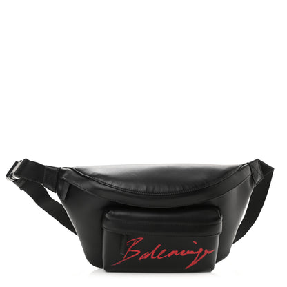Balenciaga Supple Calfskin Signature Logo Large Everyday Beltpack Black 1 of 8