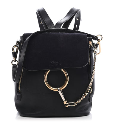 Chloe Suede Calfskin Small Faye Backpack Black 1 of 8