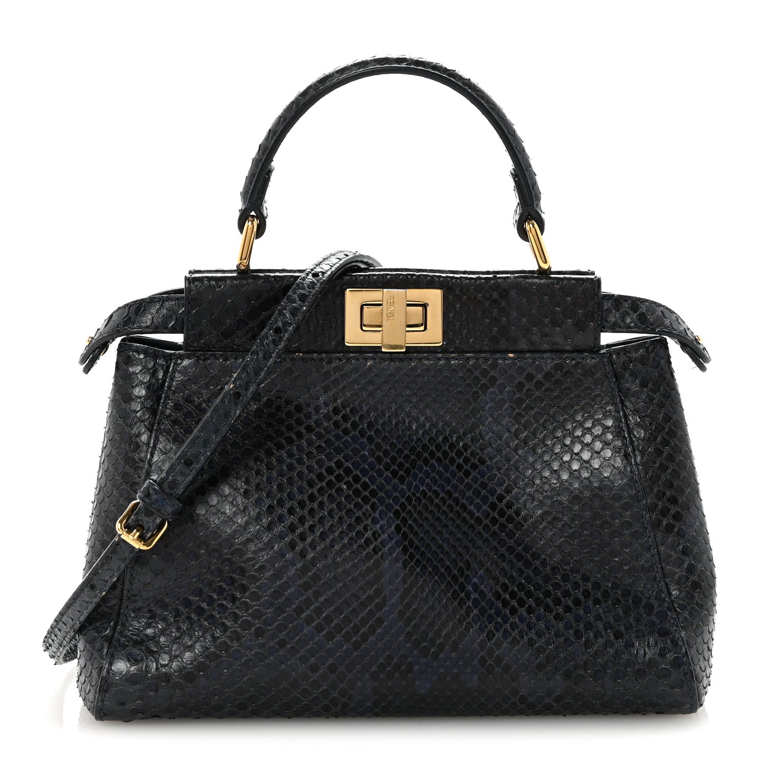 Fendi Python Shiny Nappa Mini Peekaboo Iconic Satchel Blue Jeans ...