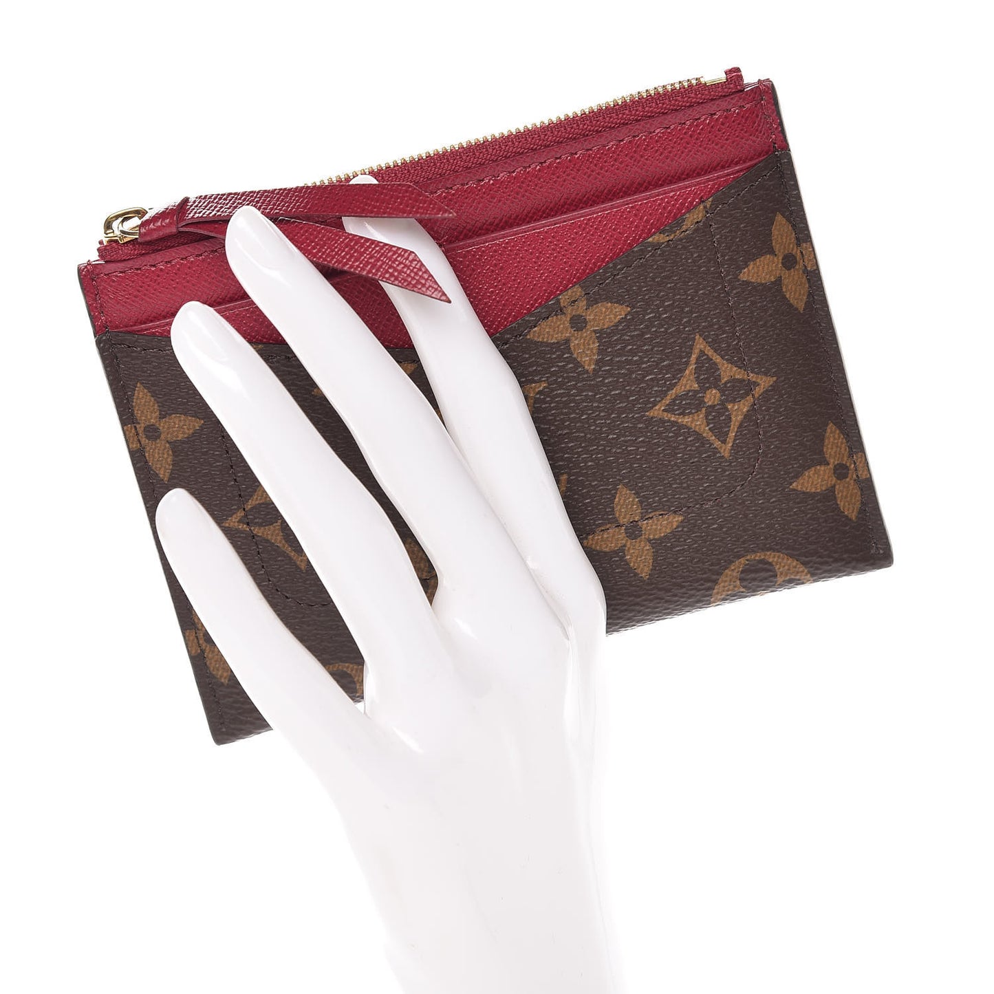 Monogram Zipped Card Holder Fuchsia