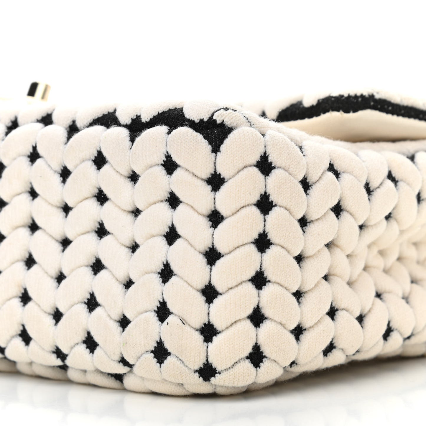 Calfskin Wool Woven Flap White Black