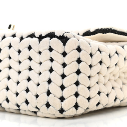 Chanel Calfskin Wool Woven Flap White Black 10 of 10