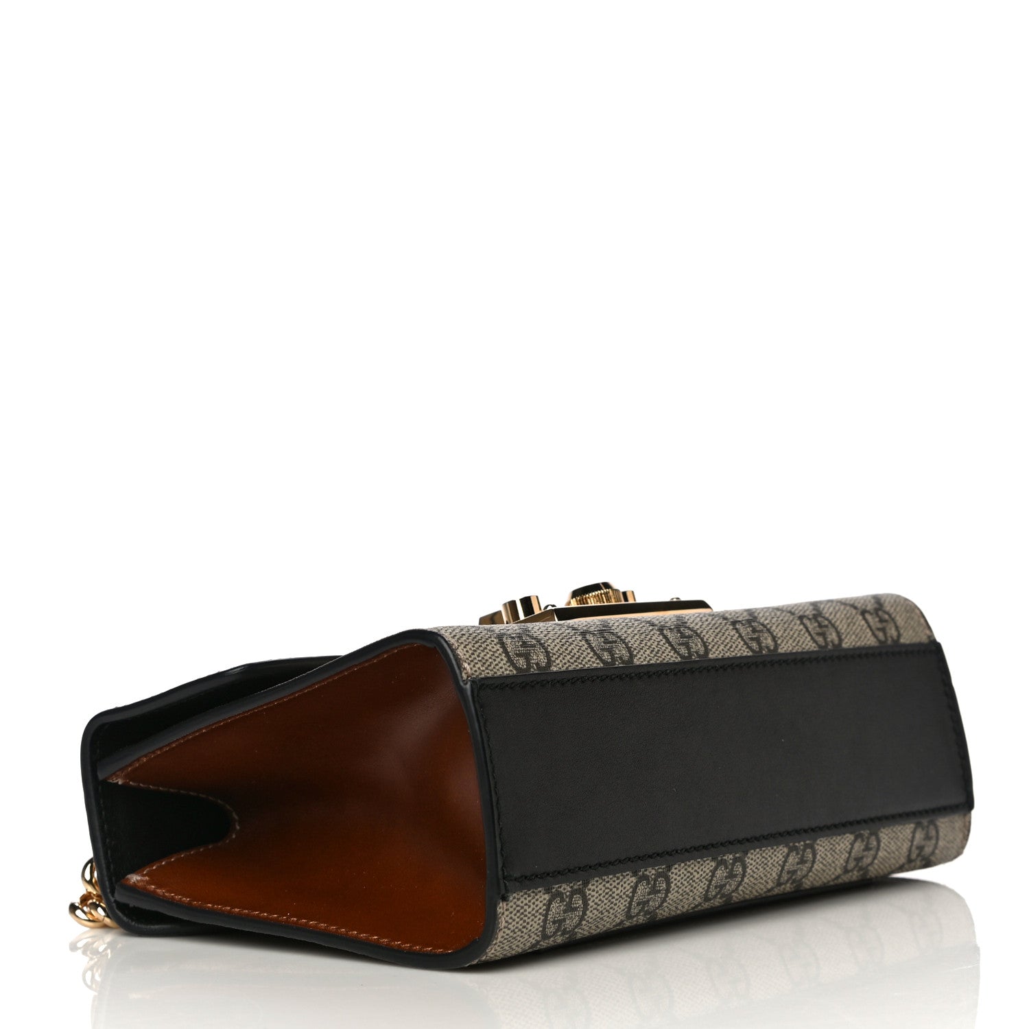 Gucci GG Supreme Monogram Calfskin Small Padlock Shoulder Bag Beige Black Cuir 4 of 14