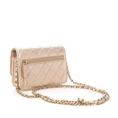 Chanel Metallic Lambskin Quilted Mini Wallet On Chain WOC Gold 3 of 11