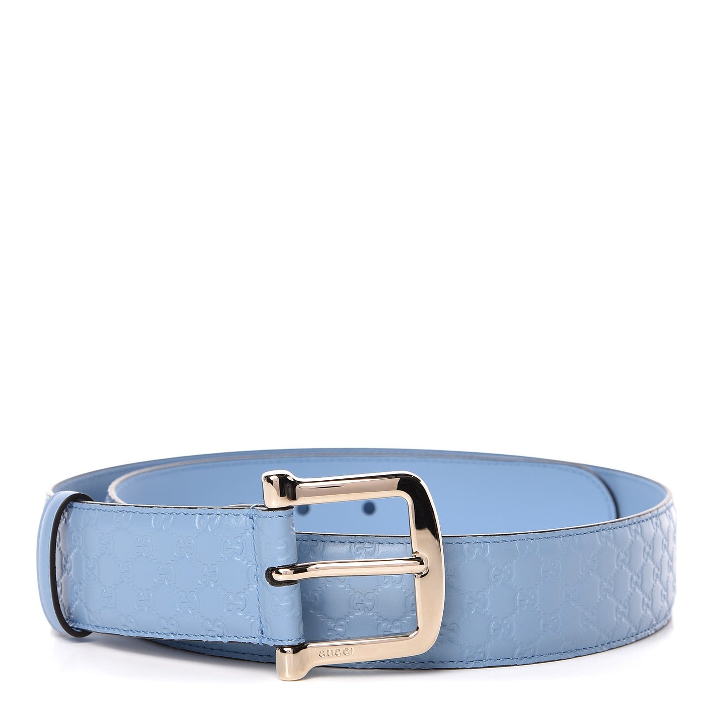 Soft Microguccissima Margaux Calfskin Belt 90 36 Mineral Blue